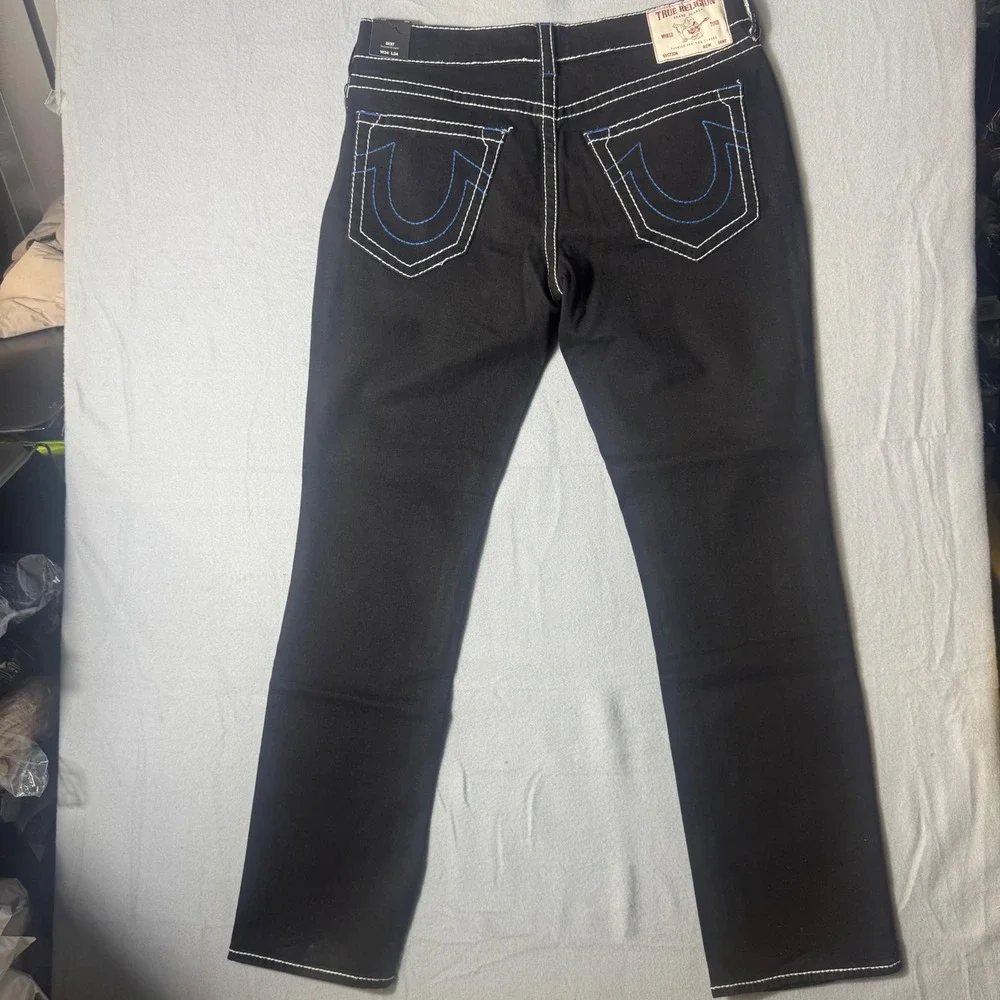 True Religion Ricky Big T NF Men Jeans‎ 34 Black NEW Contrast Stitch 700740